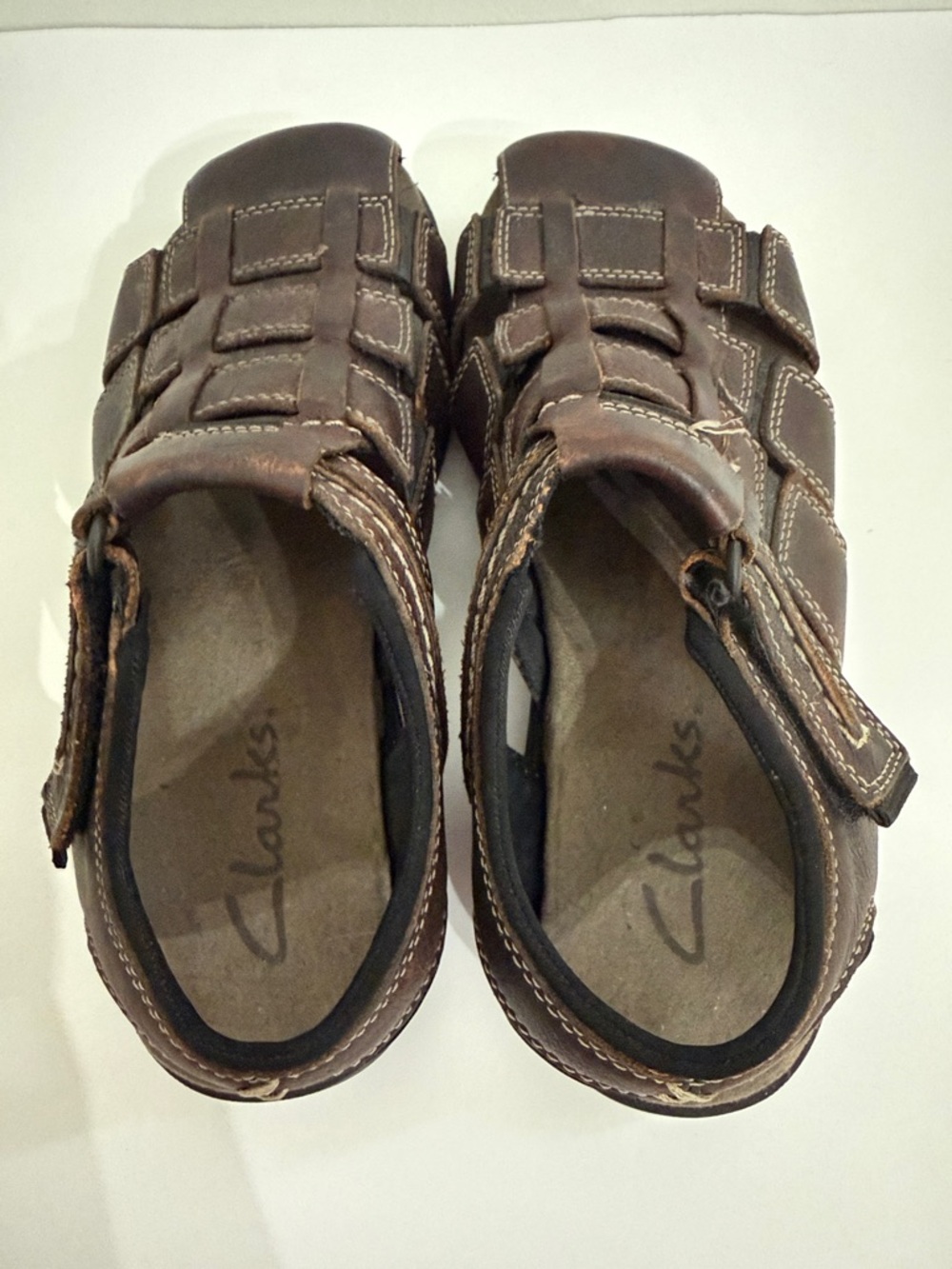 NEW CLARKS Fisherman Sandals Mens Size 9M Brown Leather Adult - Picture 8 of 10
